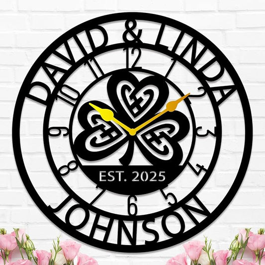 Personalized Metal Clock Sign, Custom Metal Clock,Personalized Gift, Black Gold and Silver Color Options, Housewarming Gift, Living Room Decor