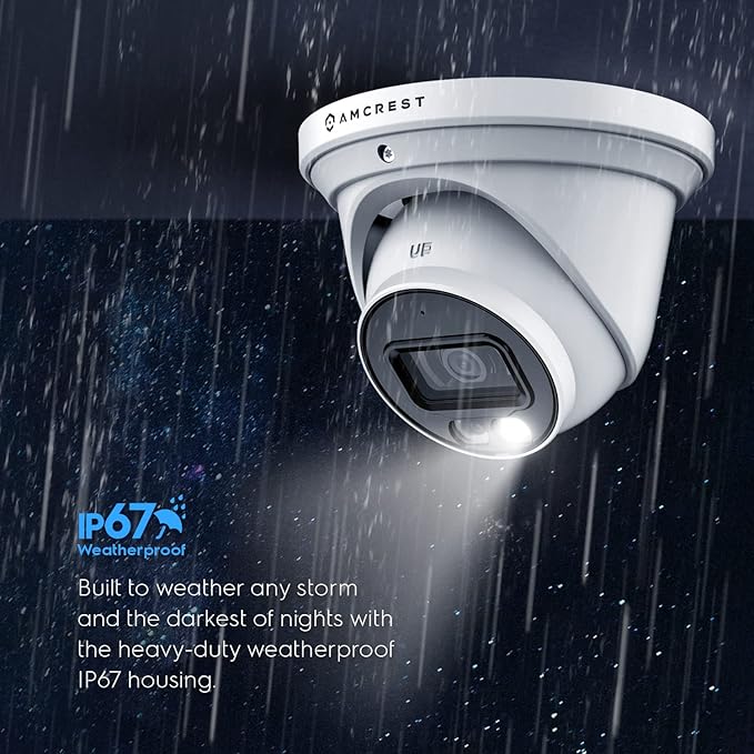 Amcrest 2-Pack UltraHD 4K (8MP) IP PoE AI Camera, 49ft Nightcolor, Security Outdoor Turret Camera, Built-in Mic, Human Detection, Active Deterrent, 129° FOV, 4K@15fps 2PACK-IP8M-2779EW-AI (White)