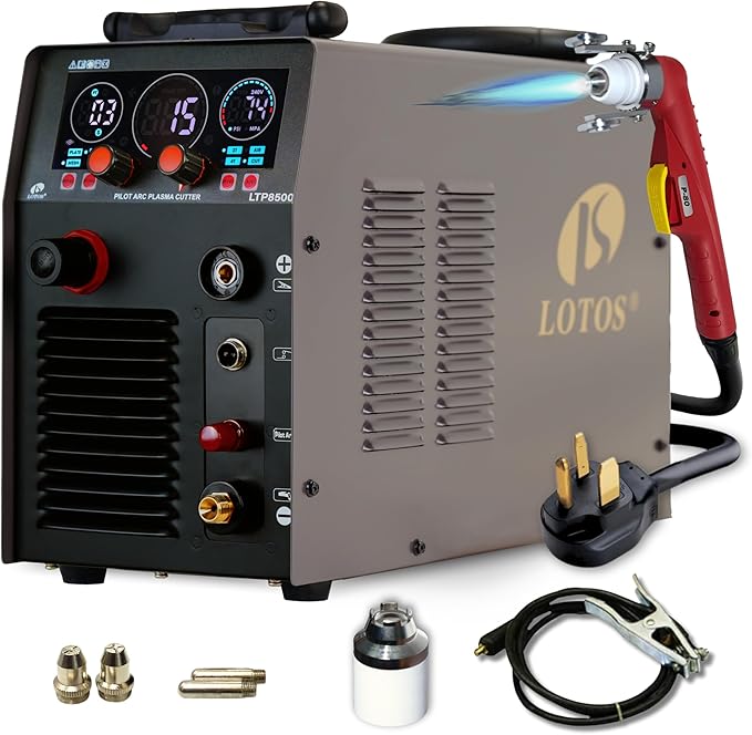 LTP8500 | 85A HF Pilot Arc Plasma Cutter, Drag-Cut Enabled, 1" Clean (1.5" Sever), 220V Single-Phase, LED Controls & Front Regulator, Portable Air Plasma Cutter for Fab, Auto, HVAC