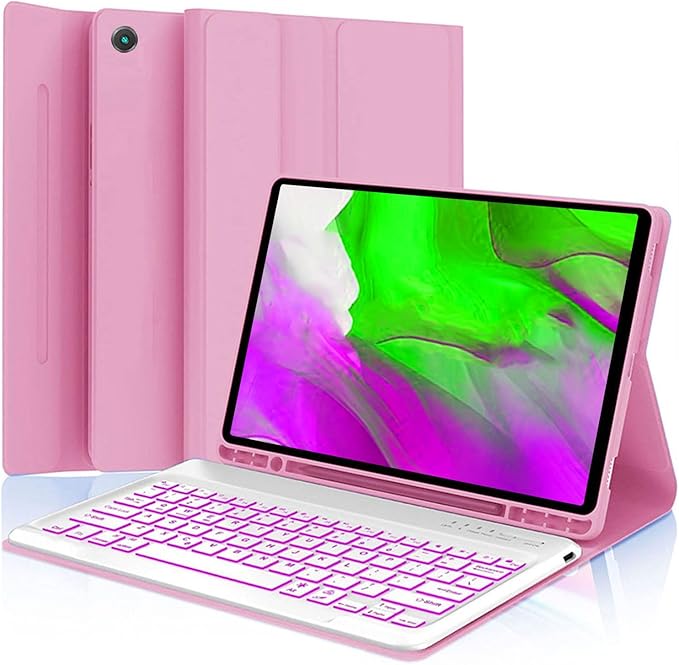 Keyboard case for Samsung Galaxy Tab A11 Plus / A9 Plus 11 inch, Bluetooth Backlit A9+ Keyboard Case with S Pen Holder for A11+ 11", Pink