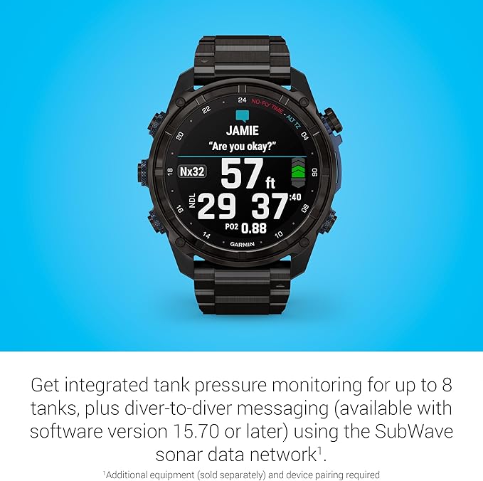 Garmin Descent™ Mk3i, Dive Computer and Multisport GPS Smartwatch, Air Integration, Black Titanium