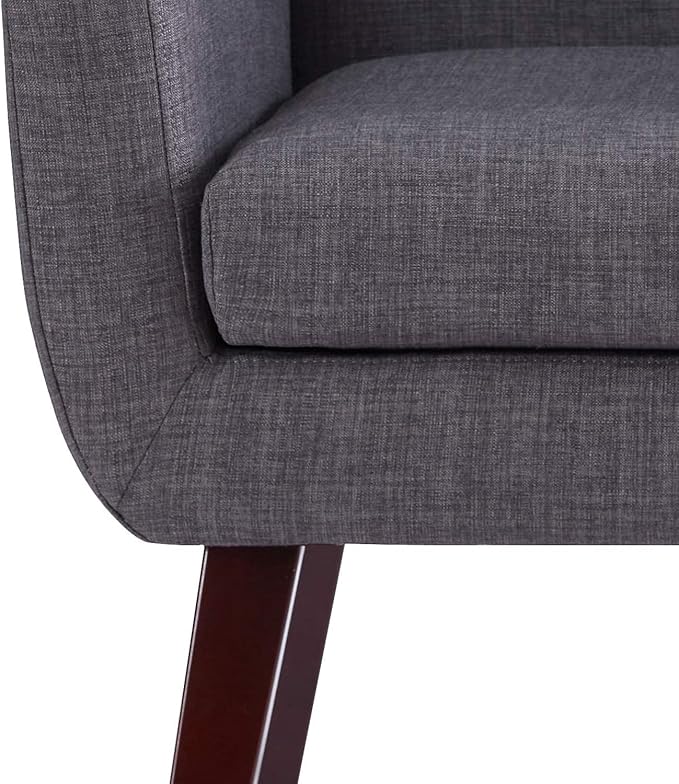 HUIMO Accent Chairs Set of 4, Upholstered Button Tufted Armchair, Linen Fabric Sofa Chairs for Bedroom, Living Room, Mid Century Modern Comfy Reading Chair (4, Grey)