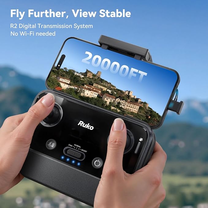 Ruko U11MINI 4K, Under 249g Pocket Drone with Camera for Adults 8K Photo 4K/30fps Video, 3-Axis Gimbal ElS, 20000ft FPV Digital Transmission, FAA- Exempt (32-Min Flight)