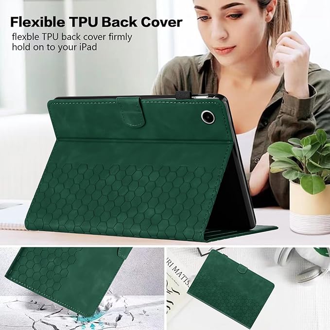 Case for Samsung Galaxy Tab A9 Plus/A9+ 5G 11 Inch 2023 Model (SM-X210/X216/X218), Multi-Angle Viewing Smart Stand with Pocket Auto Wake/Sleep PU Leather Tablet Cases Flip Folio Cover Green