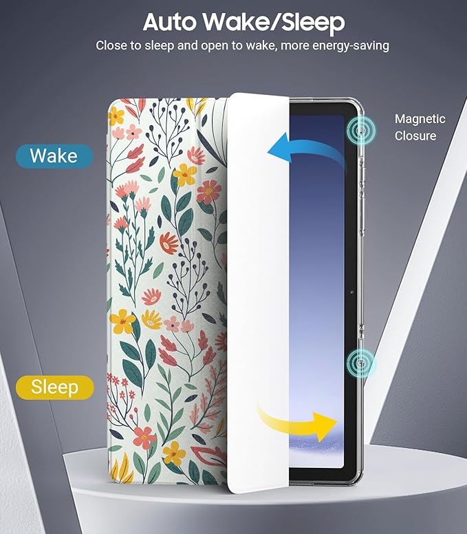 TiMOVO Case for Samsung Galaxy Tab A9+/A9 Plus 11" 2023, Slim Soft TPU Translucent Frosted Back Protective Cover for Galaxy Tab A9+ Tablet SM-X210/X216/X218, Auto Wake/Sleep, Flowers
