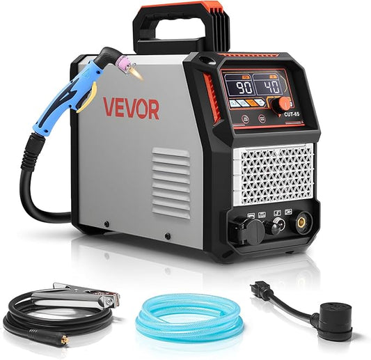 VEVOR Plasma Cutter, 65A Non-Touch Pilot Arc Plasma Cutting Machine, 110V/220V Dual Voltage Digital Display IGBT Inverter - with 2T/4T Function & Adjustable PA/PT Time for Home Repairs, Workshops