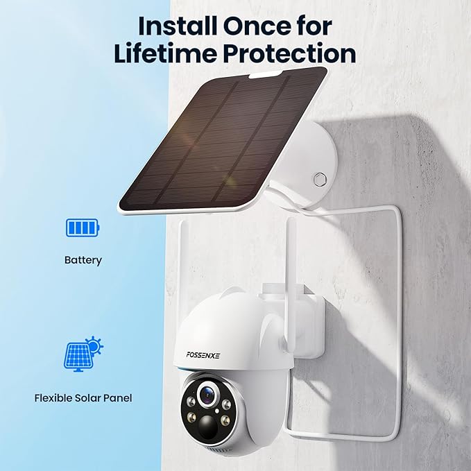 Solar Security Cameras Wireless Outdoor, 4 Cam-Kit, Solar-Powered, 2K Cameras for Home Security System, 360° Pan & Tilt, Color Night Vision, Motion Detection, 64GB Memory Card, No Monthly Fee