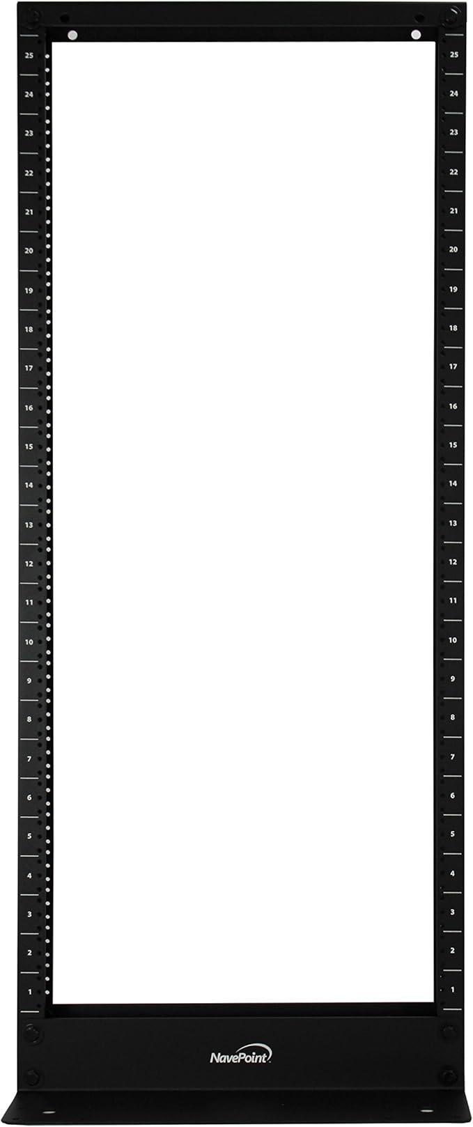 NavePoint 25U 2 Post Open Frame Server Rack for 19 Inch Equipment, AV, Networking, Data & IT Devices, 2-Post Rack 25U 661lbs Weight Capacity, Black