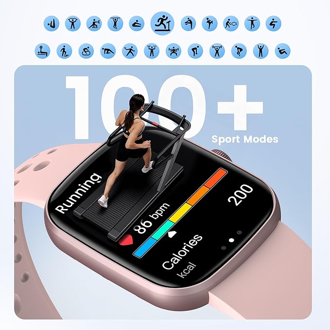 Smart Watch (Answer/Make Call), 1.96" SmartWatches for Men Women with Heart Rate/Activity Tracking, Fitness Tracker Watch with IP68 Waterproof/Pedometer, Smart Watch for Android/iPhone Compatible