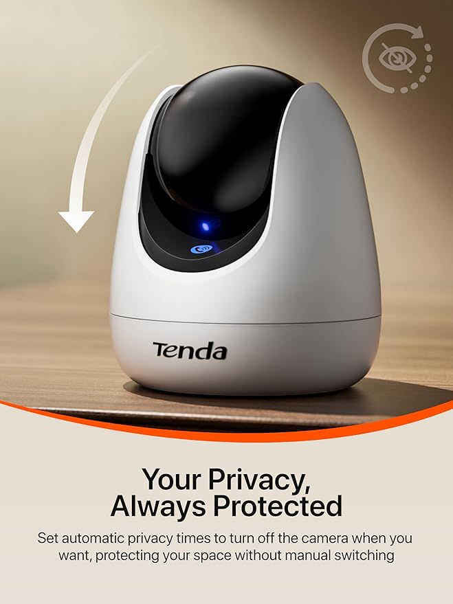 Tenda CP3 Pro 2K Indoor Security Camera with WiFi 6 & AI Baby/Pet Detection – Baby Monitor, Pet Camera for Home, One-Touch Calling, Night Vision, Military-Grade Encryption, No Subscription Needed