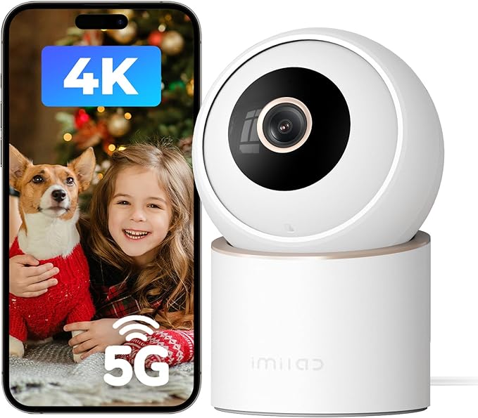 IMILAB C40 4K Indoor Security Camera, Room Camera for Pet/Kid/Baby Monitoring, 5G WiFi 360 View Indoor Cam, Person Pet Track, Color Night Vision, AI Detection, SD/Cloud Storage, No Monthly Fee