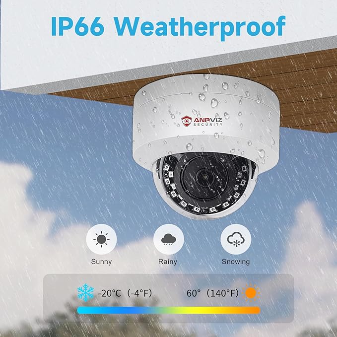 Anpviz 4MP PoE IP Dome Camera with Microphone/Audio, IP Security Camera Outdoor Indoor, 98ft Night Vision, IP66 Waterproof, 2.8mm Wide Angle Lens, 24/7 Recording, Not PTZ, NDAA Complaint (U Series)