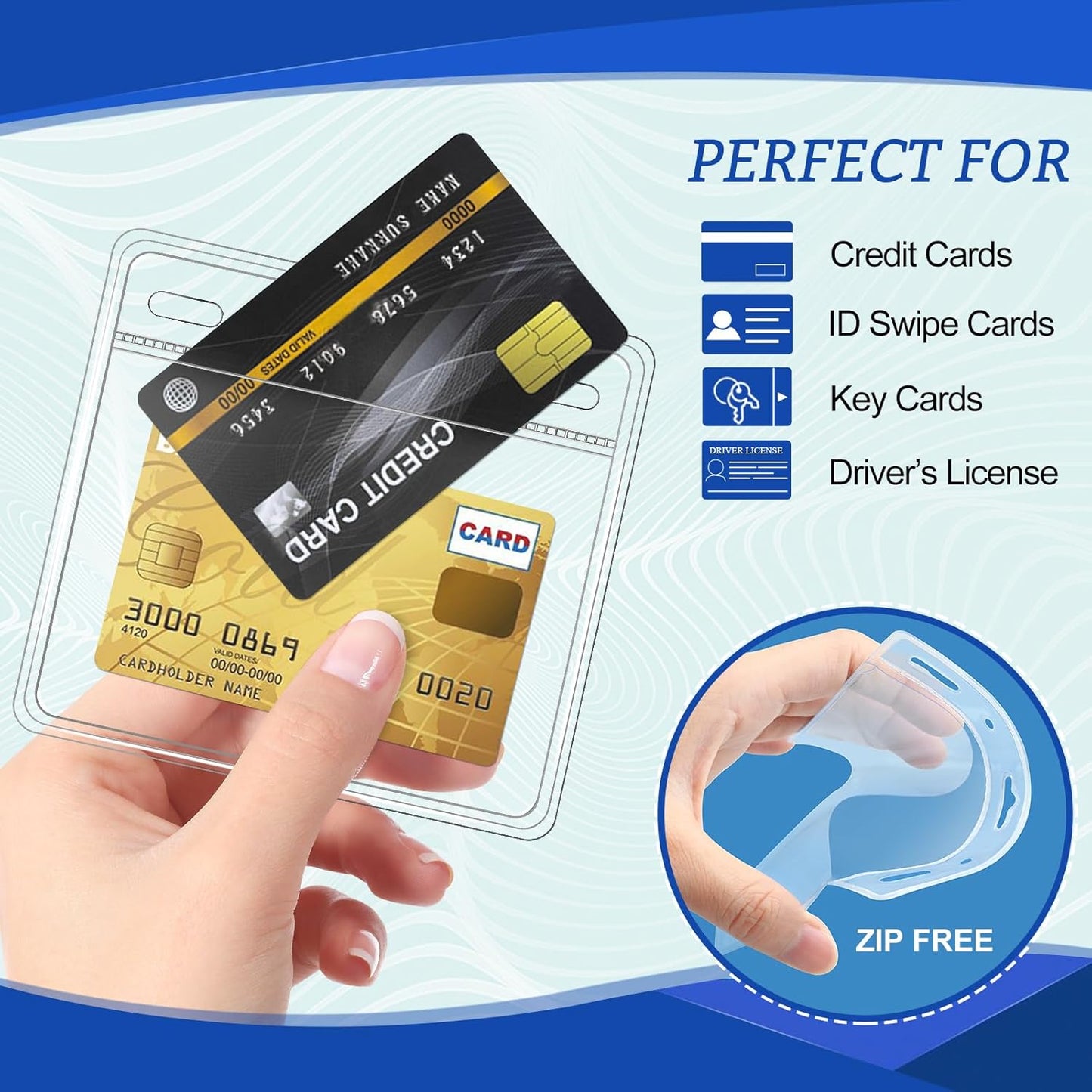 200 Pcs Card Protector ID Name Badge Holder 4 x 3 Inches Clear Plastic Horizontal No Zipper ID Card Holder