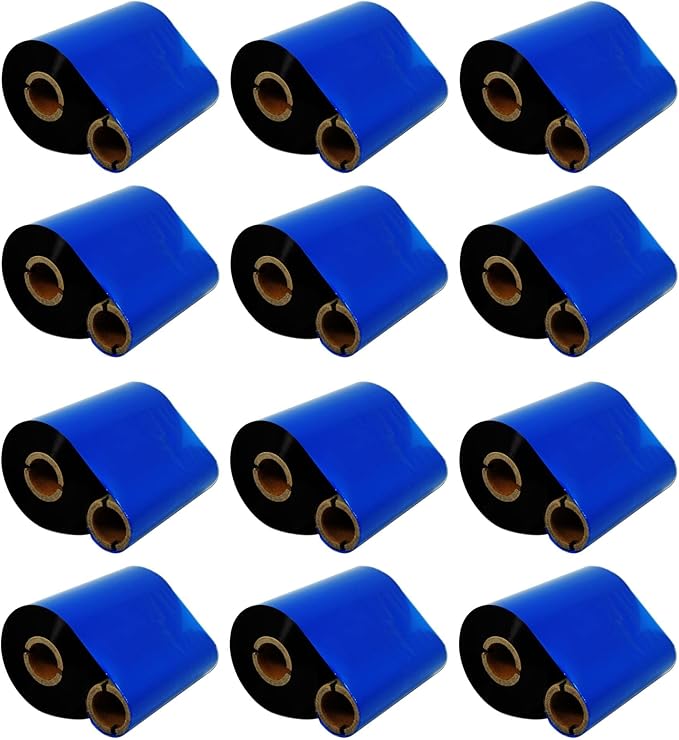 12 Count Pack 4.33" x 1476' Thermal Wax Ribbon Core 1" Enhanced Wax Resin for Zebra Desktop Printer S4M Z4M 105SE 105S 105SL 105SLPlus 160S S500 S600