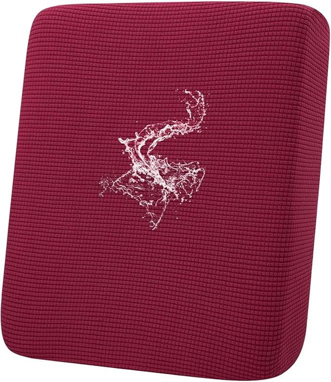 hyha Waterproof Couch Cushion Covers for Pets, Non Slip Sofa Seat Cover for Dogs Washable, Soft Thick Stretch Jacquard Fabric, Sofa Slipcovers with Elastic Bottom (1 Piece for Backrest M, Wine Red)