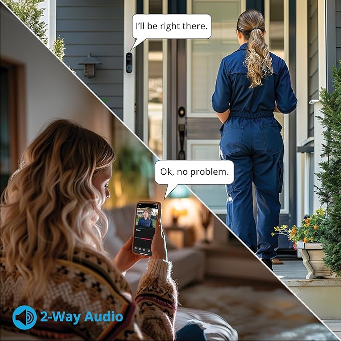 Night Owl 2K Battery Wi-Fi Smart Dual-Powered Video Doorbell - Black