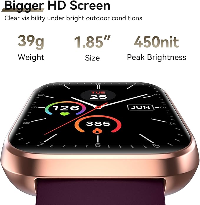 Smart Watches for Women Men, 1.85" Screen Smartwatch Compatible iPhone Android Phone Answer/Make Call, 24/7 SpO2 Sleep Heart Rate Monitor,3ATM Waterproof, Fitness Traker 120+Sport ( 2 Bands Included)