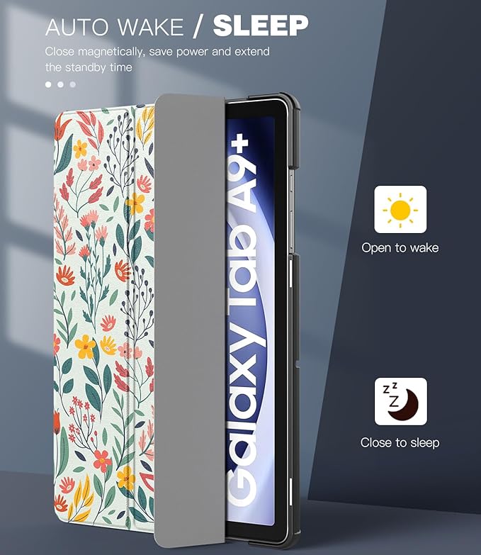 TiMOVO Case for Samsung Galaxy Tab A9+/A9 Plus 11 Inch 2023, Slim Lightweight Stand Hard Back Shell Protective Cover for Galaxy Tab A9+ Tablet SM-X210/X216/X218, Auto Wake/Sleep, Flowers