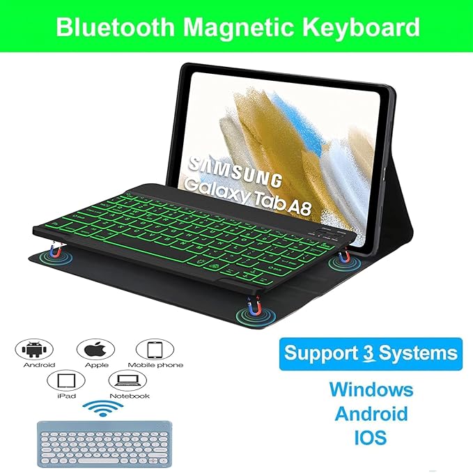 Keyboard case for Samsung Galaxy Tab A11 Plus / A9 Plus 11 inch, Bluetooth Backlit A9+ Keyboard Case with S Pen Holder for A11+ 11", Blue