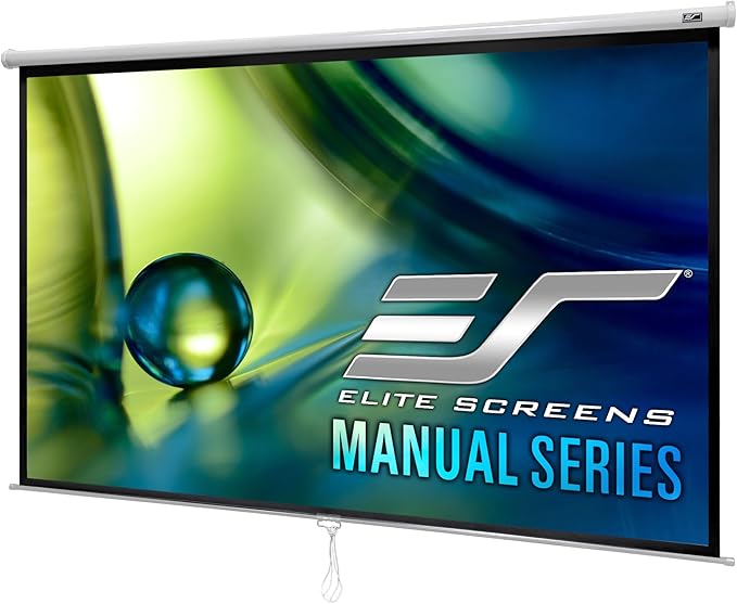 Elite Screens Manual Series, 120-INCH 4:3, Pull Down Manual Projector Screen with AUTO LOCK, Movie Home Theater 8K / 4K Ultra HD 3D Ready, 2-YEAR WARRANTY, M120XWV2