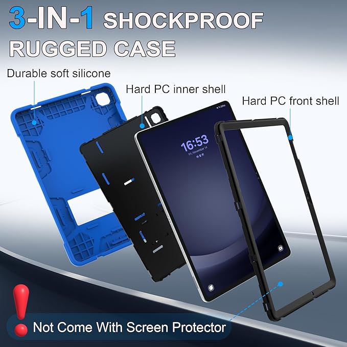 Rantice Case for Samsung Galaxy Tab A9+ 11”, Heavy Duty Shockproof Rugged Protective Case with Kickstand for Samsung Galaxy Tab A9+ / A9 Plus 11” 2023 (SM-X210/X216/X218), Blue+Black