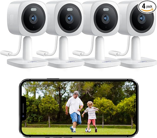 Hugolog 2K Indoor Outdoor Security Cameras for Home Security,Home Camera with Starlight Color Night Vision,Built-in Spotlight,Motion Detection,2-Way Talk,Cloud & Local Storage,Works with Alexa(4 Pack)