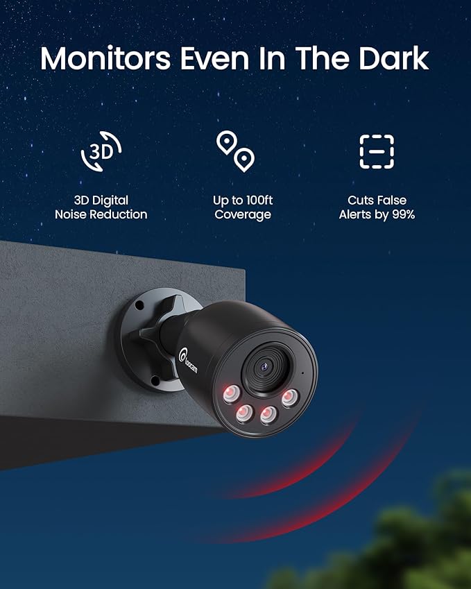 Loocam 4K Security Camera System 8CH H.265+NVR with 2TB HDD, 4pcs 8MP Wired PoE Camera System AI Human Vehicle Detection, Outdoor Indoor Home Camera System with Audio, Night Vision, 24/7 Recording