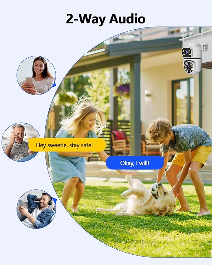 WEILAILIFE 【Dual Lens Linkage】 5MP Outdoor Wireless Security Camera, PTZ WiFi Video Surveillance Cameras for Home Security（1 Pack）