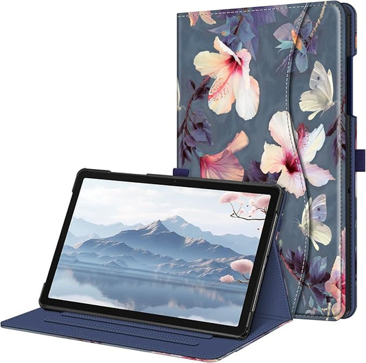 Fintie Case for Samsung Galaxy Tab A9 Plus/A9+ 5G 11 Inch 2023 Model (SM-X210/X216/X218), Multi-Angle Viewing Smart Stand Back Cover with Pocket Auto Wake/Sleep, Blooming Hibiscus