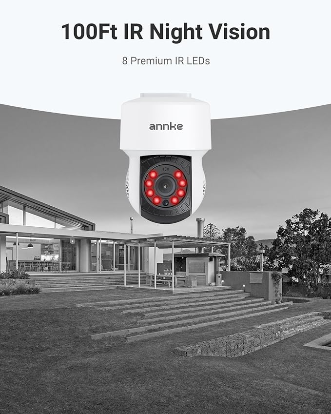 ANNKE 2Pack 1080P 2MP AHD CCTV Home Surveillance Dome Wired PT Camera with 350° pan and 90° tilt, 100ft IR Night Vision, IP65 Weatherproof Security Add–On Cam for Outdoor, Wide Compatibility - APT200