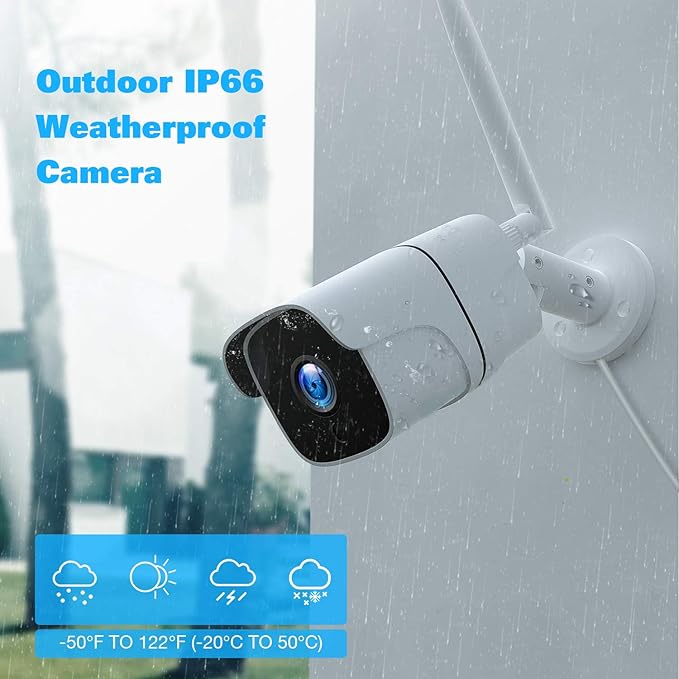 Wireless Security Camera System with 12" Monitor &500GB HDD, 8CH NVR Security Camera System Wireless Outdoor with 4pcs WiFi Cameras, Night Vision 24/7 Recording (500GB HDD+4cam+12" Monitor)