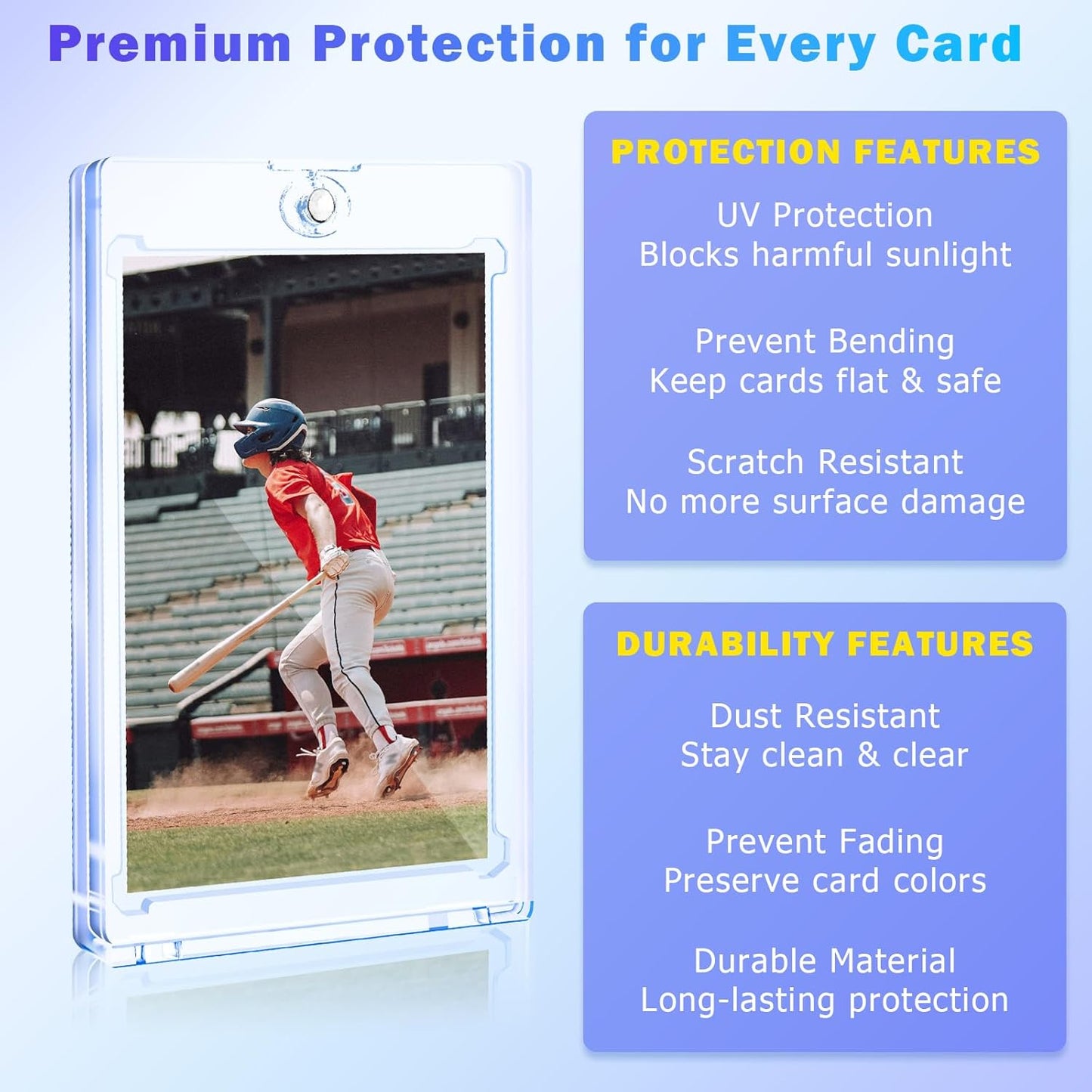 300ct Magnetic Card Holder for Trading Cards, 35 PT One Touch Card Sleeves, Hard Plastic Card Protectors Top Loaders Display Case for Baseball, Football, Sports, Game, TCG, MTG, YUGIOH