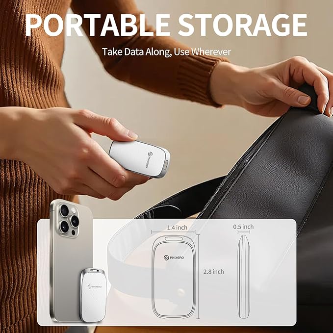 PHIXERO P20 External Portable SSD 1TB,up to 2050Mb/s,External Solid State Drives with 2 in 1 USB C Cable with LED Indicator,USB 3.2 Gen 2 Portable Hard Drive for iPhone 15/16 PRO, Mac, PC & Laptops