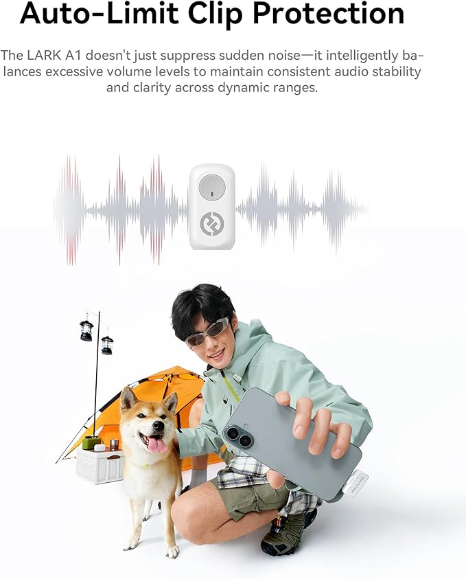 Hollyland Lark A1 Wireless Mini Microphone for iPhone & Android, 48kHz/24-bit, 3-Level Intelligent Noise Cancel, Microphone for YouTube, Podcast, Vlogging (White, 2TX + 2RX + Charging Case)