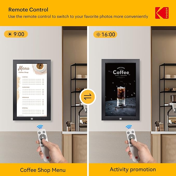 KODAK 17.3" X-Large WiFi Digital Picture Frame - 1920x1080 FHD IPS Display with 32GB Storage, Auto-Rotate, Remote Control, Wall Mountable, Compatible with Alexa, for Family