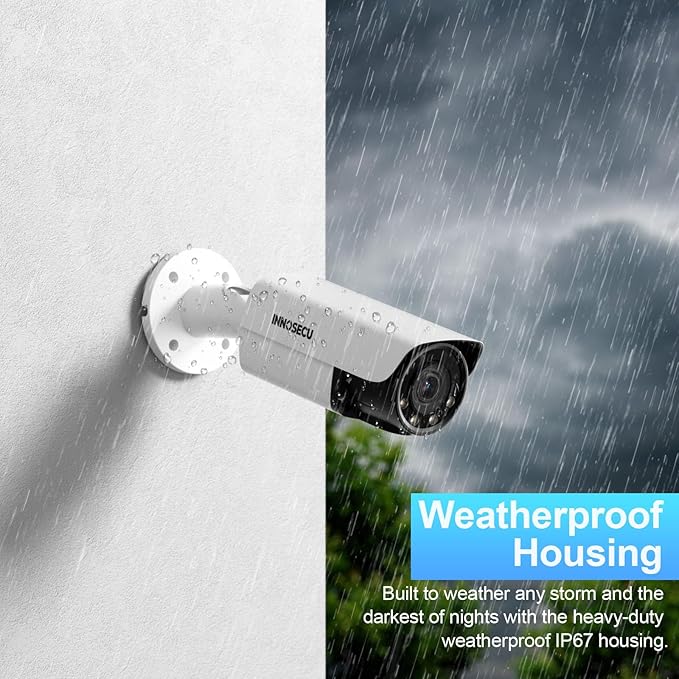 UltraHD 12MP AI IP PoE Camera @30fps, IP67 Outdoor Bullet Security Camera, Face Detection, Human and Vehicle Detection, Smart Dual Light Color Night Vision, Built-in Mic, 4mm Lens, INB12HD56A