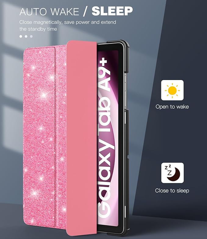 TiMOVO Case for Samsung Galaxy Tab A9+/A9 Plus 11 Inch 2023 SM-X210/X216/X218, Slim Lightweight Stand Hard Back Shell Protective Cover, Auto Wake/Sleep, Glitter Watermelon Red