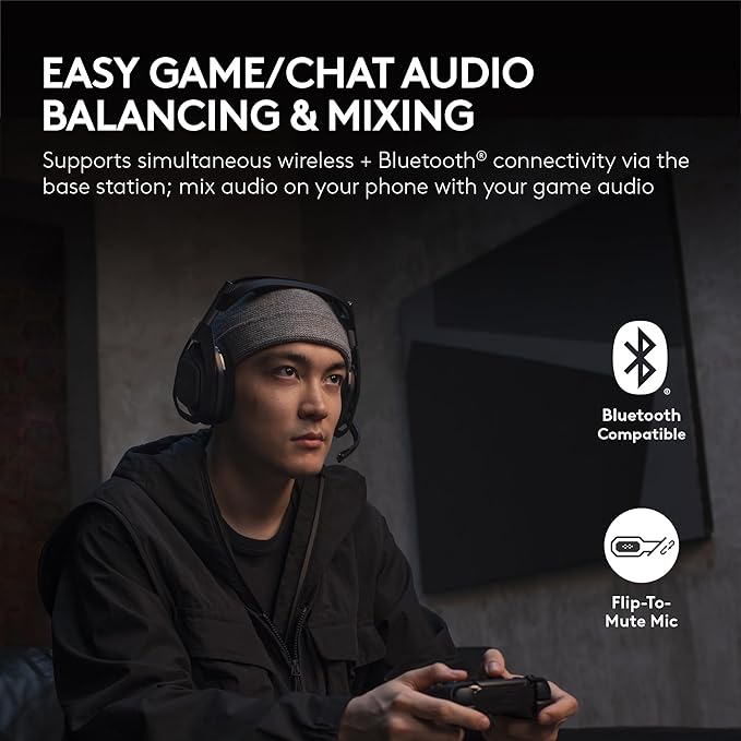 Logitech G Astro A50 X Multi-Platform Wireless Gaming Headset + Base Station for PS5/Xbox/PC: PLAYSYNC Video & Audio Switcher, HDMI 2.1 4K 120Hz VRR, <24bit/48kHz, 24hr Battery, 2.4GHz & BT - Black