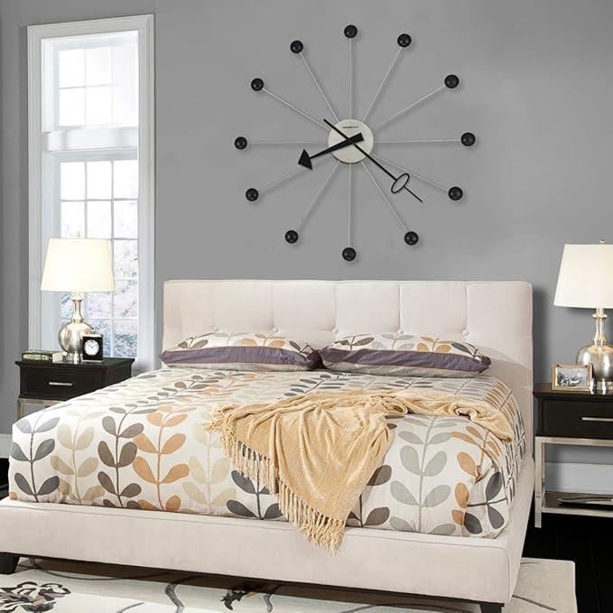 Howard Miller Ball Clock II Wall Clock, Retro Wall Clock, Mid Century Clock, Sunburst Wall Clocks, Battery Operated, Decorative Vintage Wall Clocks for Home or Office
