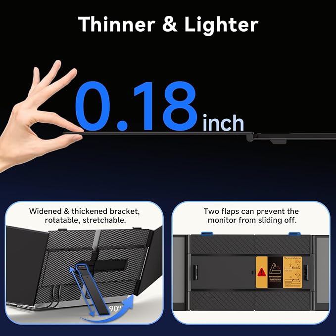 15.3" Laptop Screen Extender, 1200P FHD Ultra-Thin Triple Screen Laptop Monitor Extender, 100%sRGB Travel Portable Monitor for Laptops, Multi Screens Laptops Attachment Compatible with Windowss Mac