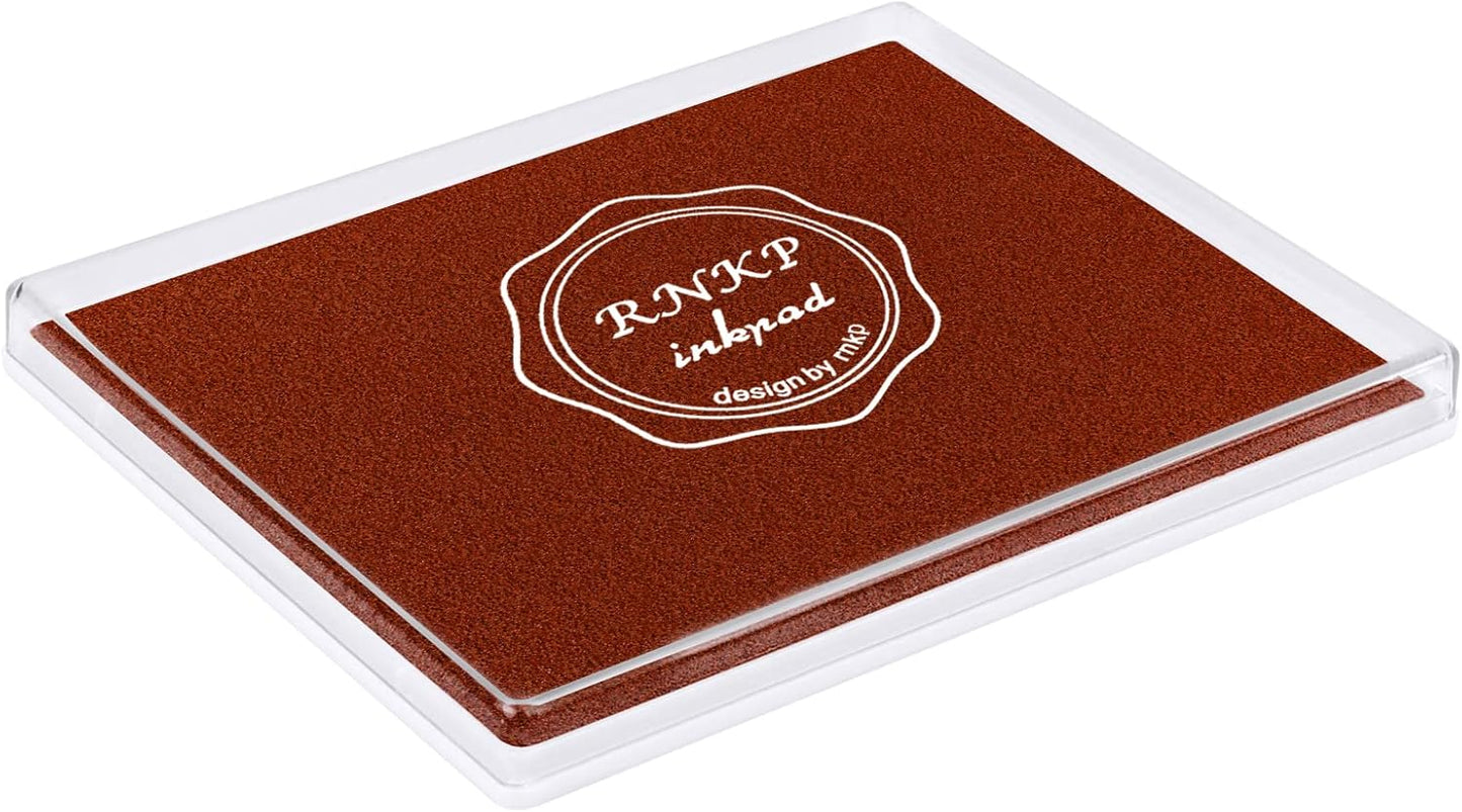 Fstaor Large Brown Permanent Ink Pad for Rubber Stamps, 5x4 inch Stamp Pads for Kids Paper Wood Fabric