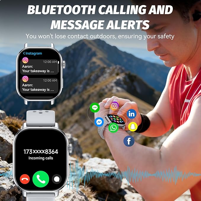GPS Smart Watch for Men, Fitness Tracker with 178+ Sports Modes, Fitness Watch with 2.06" AMOLED Touchscreen, Heart Rate/Sleep Monitor, IP68 Waterproof, Notifications for Android iOS
