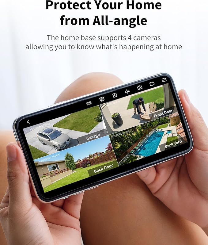 Camera for Home Security System with 360° Panoramic View, Spotlight Night Vision, Able to Connect Hub (not Included), No Subscription