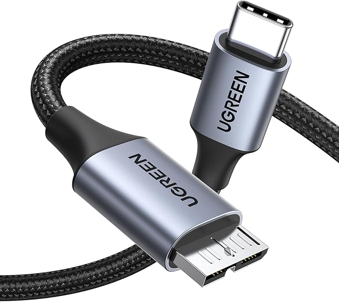UGREEN 10 Gbps Micro B to USB C Hard Drive Cables, 10FT USB C to Micro B, External Hard Drive Cable Compatible with MacBook Pro/Air, iPad/Tablet, iPhone, Samsung Galaxy S24, WD Seagate etc