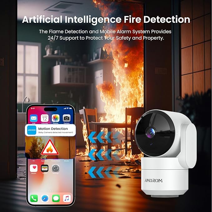 Indoor Camera for Home Security 360°, 1080p Pet Cameras with Pan&Tilt, Night Vision, Motion Detection, 2-Way Audio, Compatible with Alexa/Google Assistant, 2.4GHz WiFi, 2 Pack