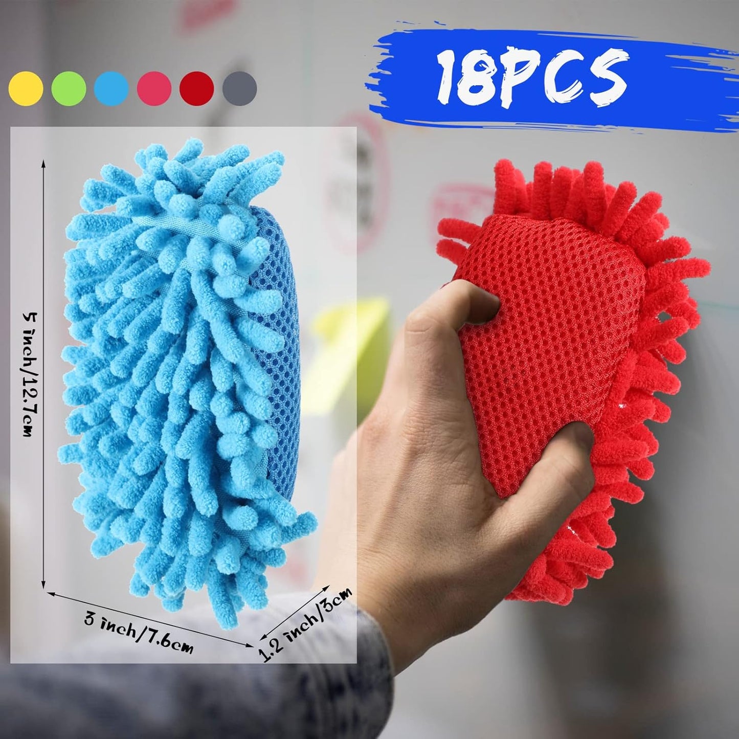Sherr 18 Pcs Microfiber Shag Magnetic Dry Erase Erasers Washable School Whiteboard Eraser Bulk Colorful White Board Eraser for Chalk Markers Home Classroom Office (Multicolor)