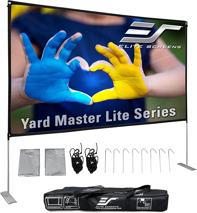 Elite Screens Yard Master Lite, 125-inch Outdoor Projector Screen 16:9 Double Sided Wrinkle-Free Foldable Portable Indoor Movie Projection Screen, | US Based Company 2-Year Warranty,OMS125HLITE