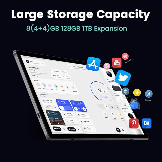 Azeyou Tablet 10.1 inch, Android 14 Tablet, 8GB 128G Computer Tablets, Octa Core Processor 6000mAh Battery, 1280x800 IPS Touch Screen, 5+8MP Dual Camera, Bluetooth,GMS, WiFi (Metal Gray)