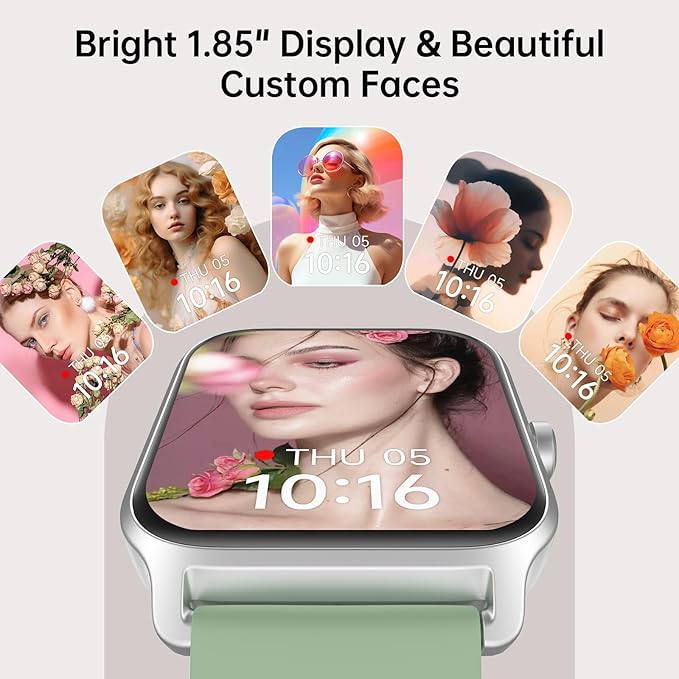 Smart Watches for Women with Alexa & Bluetooth Call,1.85" HD Screen Fitness Tracker,30-Day Battery, Heart Rate/Sleep/SpO2 Monitor,100+ Sports Modes,2ATM Waterproof Smartwatch for Android iPhone(Green)