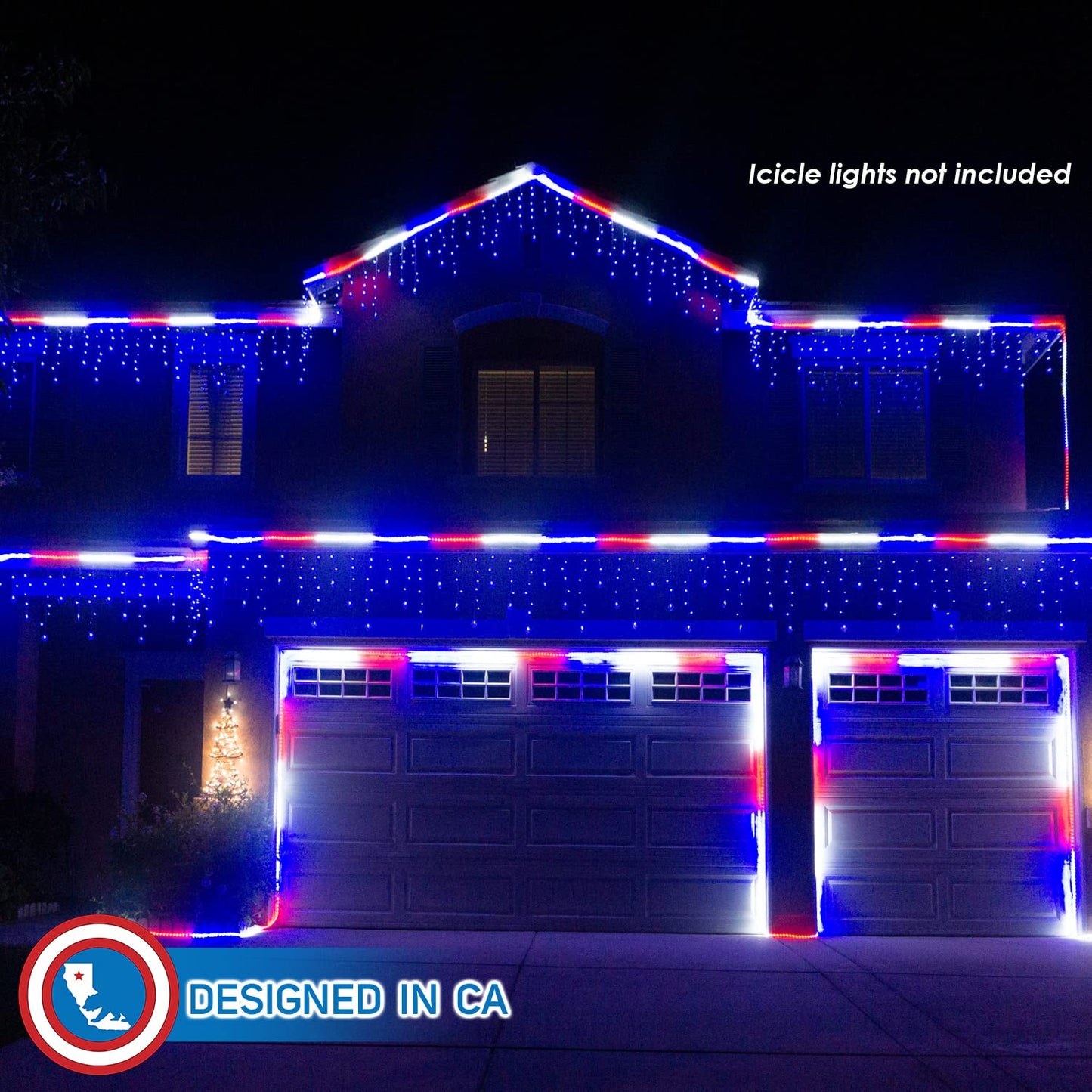 Russell Decor Patriotic Rope Lights, 30 Feet, Red White Blue, Plastic, Model RDROPERWB30, Ideal for Independence Day, Memorial Day, Veterans Day